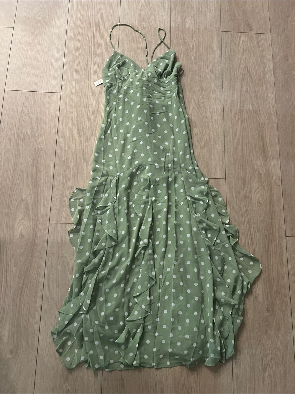 Anthropologie Elevator Disco Polka Dot Ruffled Maxi Dress